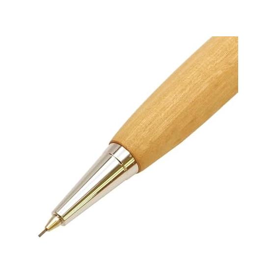 Shape Pen Wooden Mechanical Pencil, Japanese Cherry Wood, 0.5mm Lead, Knock Type, Barrel Diameter 13mm, Made in Japan. Ergonomic design with a