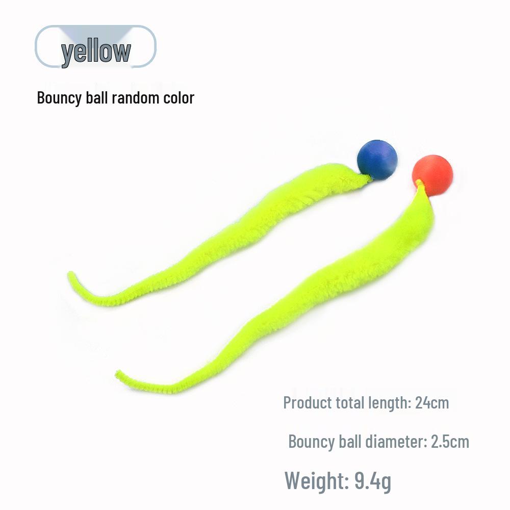Solid Color Elastic Ball & Caterpillar Teaser Stick Kitten Toy