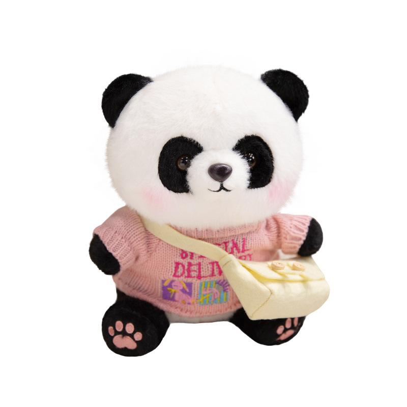 Cute Cute Dressed Panda Doll Plush Toy Black And White Panda Doll Children Accompany Soothing Doll