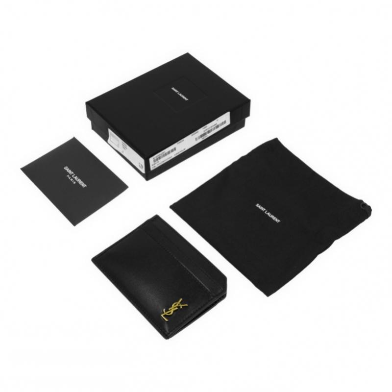 Saint Laurent Tiny Monogram Gold Open Card Wallet 758203 02g0w