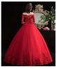 2025 Red Off-Shoulder Floor-Length Wedding Dress - Plus Size, Slimming Princess Style for Spring/Summer