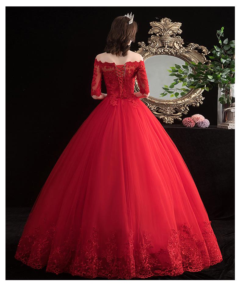 2025 Red Off-Shoulder Floor-Length Wedding Dress - Plus Size, Slimming Princess Style for Spring/Summer