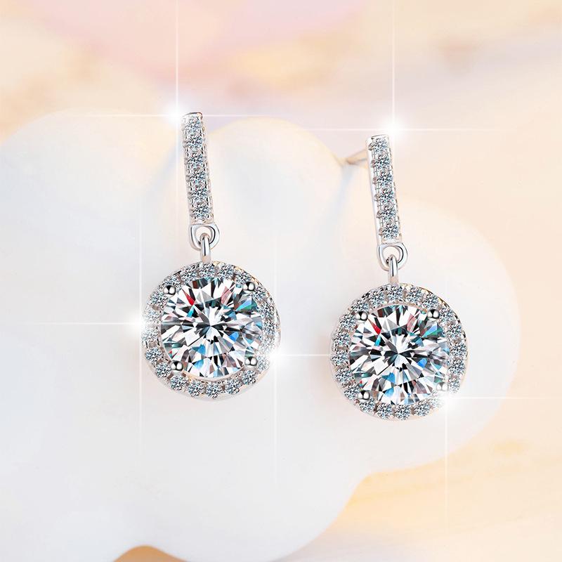 925 Silver 2ct Moissanite Stud Earrings for Women Elegant Wedding Engagement Jewelry