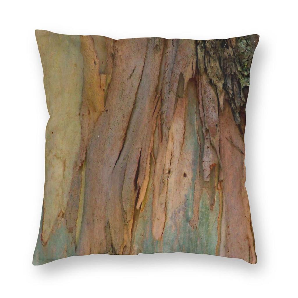 Eucalyptus Bark Natural Texture Pillowcase Polyester Linen Velvet Printed Zip Decorative Pillow Case Home Cushion Cover
