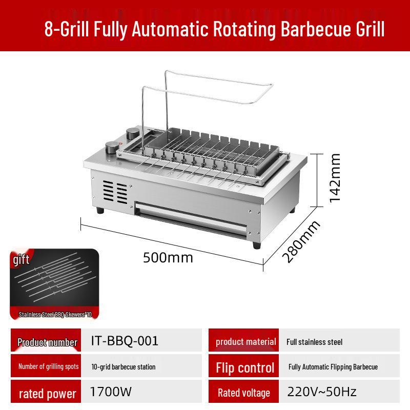 Automatic Electric Skewer Grill: Indoor Smokeless Rotating Barbecue Machine for Grilled Lamb Skewers.