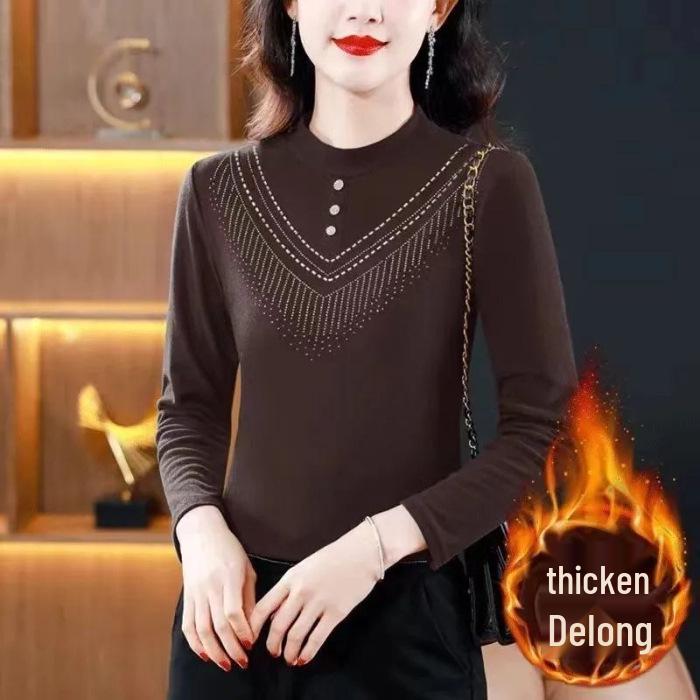 

Женский толстый теплый базовый топ с длинным рукавом для осени/зимы 2025 M