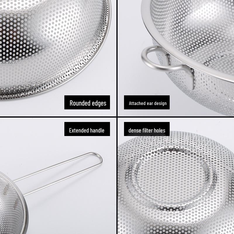 Stainless Steel Single Handle Fine Mesh Rice and Vegetable Washing Sieve Basket
