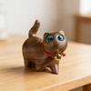 Mini Wooden Cat Figurine Handmade Carving Kitten Statue Sculpture Farmhouse Rustic Home Office Desktop Decoration Ornament