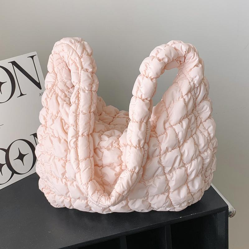 Borse a Spalla in Cotone Piumino per Donna Moda Borse a Mano in Cotone Spaziale Pieghettate a Bolle da Donna Grande Capacità Borsa a Tracolla Totes