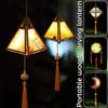 Mid-autumn Portable Lantern With Tassel Waterproof Chinese Antique Wood Carving Palace Light Lamp New Year Spring Festival Decor