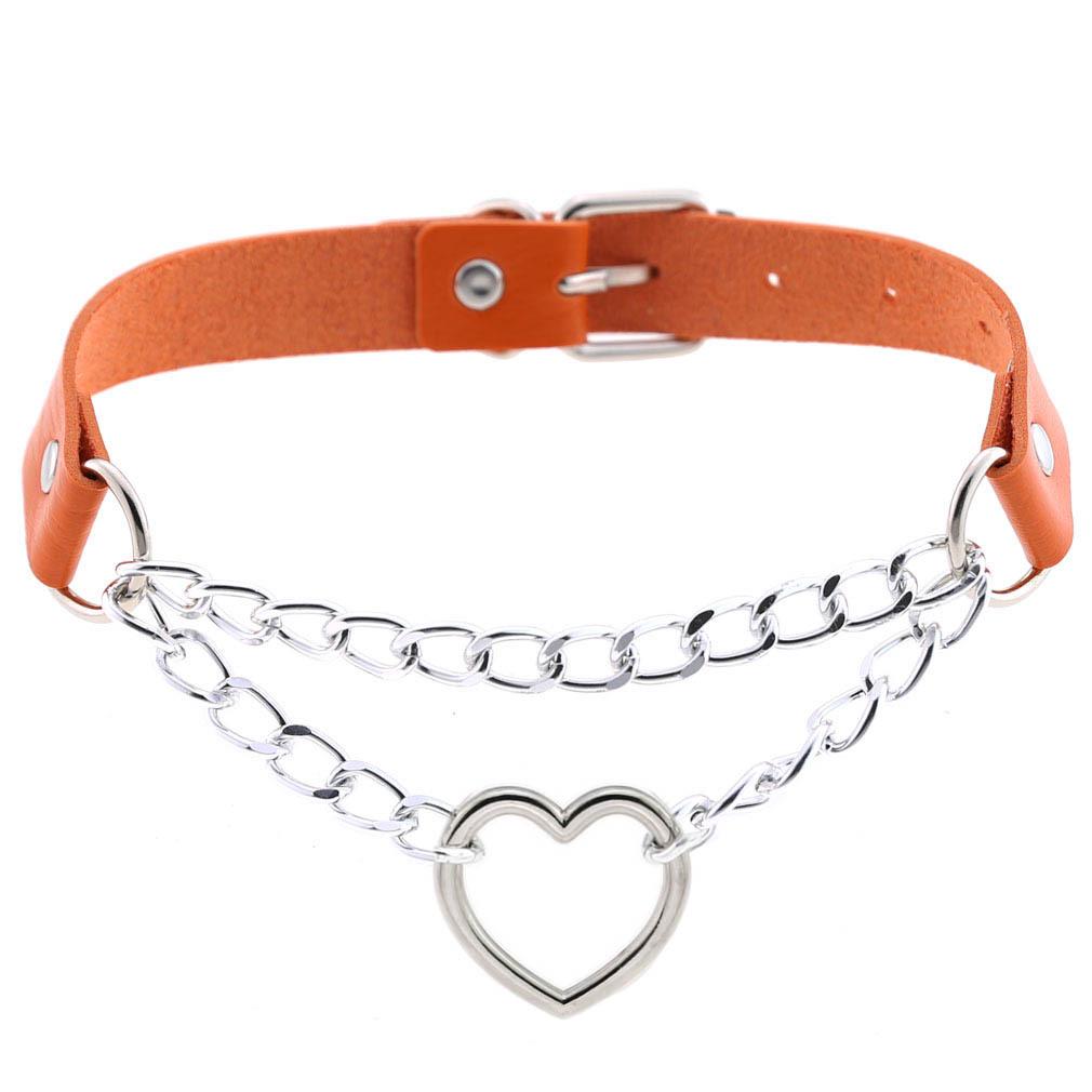 Pastelově gothický choker srdíčkový obojek pro dívku cosplay Harajuku náhrdelník krční pásek choker Kawaii růžové estetické doplňky
