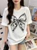 Summer Fashion Trendy Bow Printing Round Neck Tshirt Short Sleeve Top For Unisex