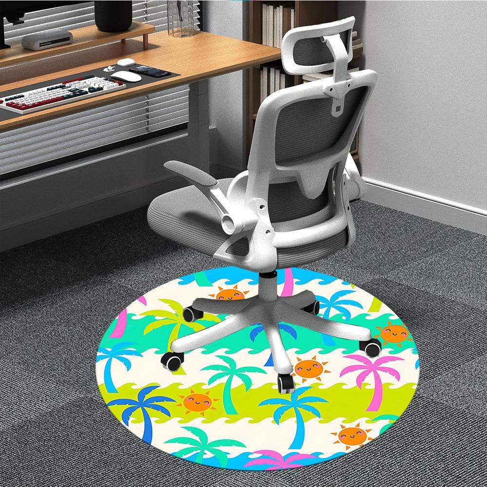 

1pc Beachscape Office Round Rug, Non-slip, Soft and Durable Office Rug for Interior Decoration, Perfect for Office, Beautiful Decoration yy260324096 80cm by 80cm