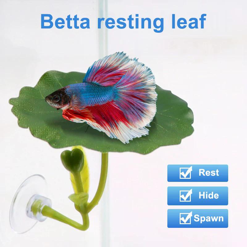 1 Pc Green Leaf Hammock For Betta Fish Stress-Reducing Aquarium-Safe Decor With Suction Cup For Fish Tank Fake Plants Decoration