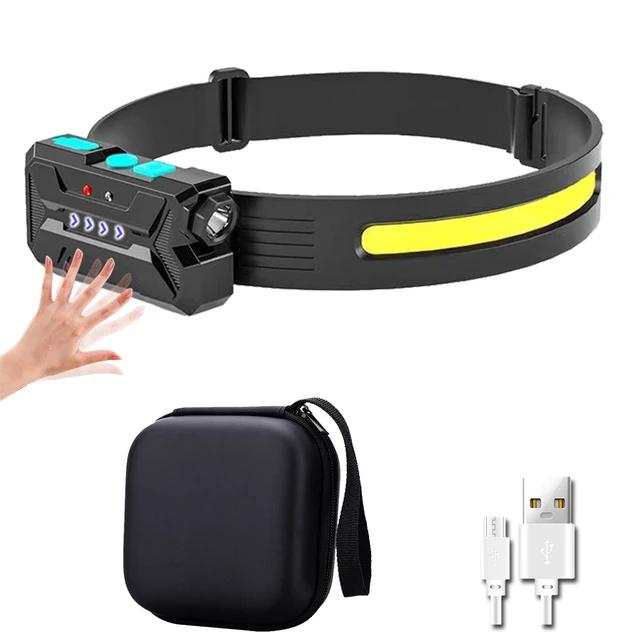 COB+XPE Wave Induction Headlamp USB Rechargable LED Flashlight With Built-in 18650 Battery Camping Headlight Fishing Lantern