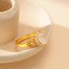 Gold-Plated Diamond Rhombus Cabochon Ring - Vintage-Style Women's Index Finger Jewelry