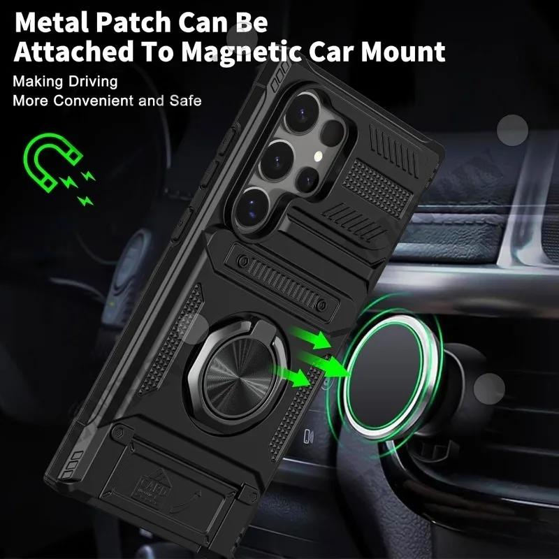 Hoesje Voor Samsung S26 Ultra S2 S24 S23 Ultra A7 A37 A17 Magnetische Roterende Ring Standaard Robuuste Valbescherming Portemonneehoes