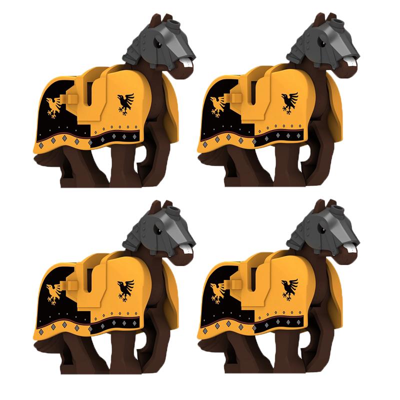 Vojenské stavebnice Kompatibilní figurky vojáků Středověcí rytíři Zbraně Plášť Ramenní brnění Válečný kůň Vlajky Dárky Hračky