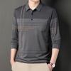 Men S Long Sleeve Striped Polo Shirt Casual Middle Age Dad Style