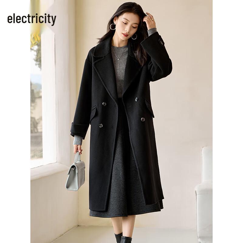 

Women s Elegant Double-Sided Wool Blend Long Coat M