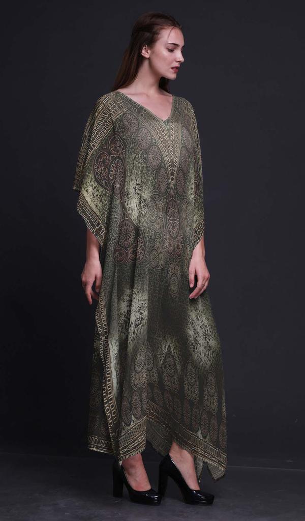 Phagun Floral & Paisley Long Caftan Maxi Dress Beach Swimwear Cover Up Womens