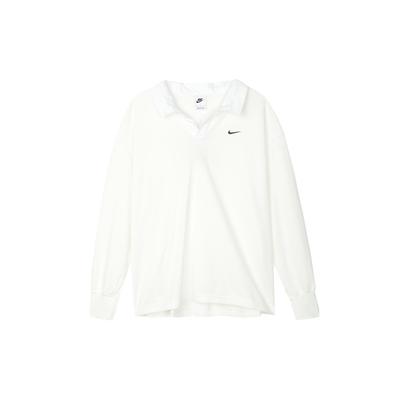 Solid Color Polo Collar Loose Long Sleeve Drop Shoulder T-Shirt Women Tops White FB8721-133