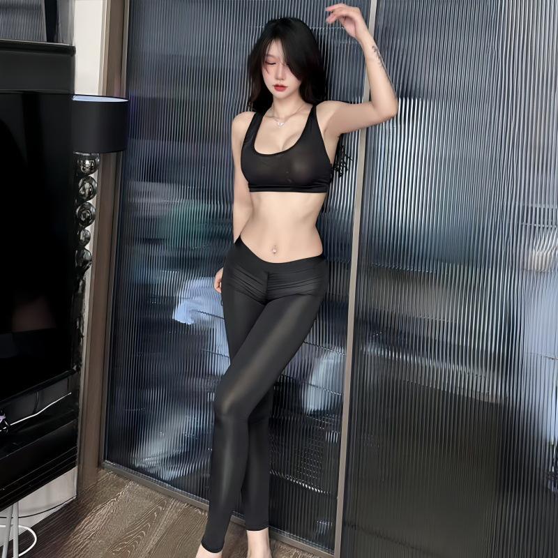 Wu Ge Open Crotch Quick Release Sexy Yoga Pants for Couples - High-End Seductive Lingerie Style 6083
