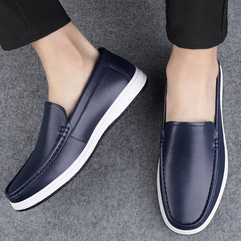 Men's Shoes Casual Leather Shoes Men's Soft Leather Men's Driving Doudou Shoes One Foot Lazy Shoes Loafers Men