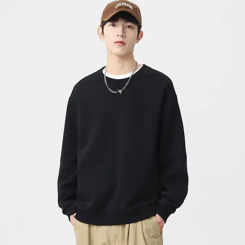 Men's Spring Classic Simple Versatile Solid Color Sports and Casual Round Neck Sweatshirt