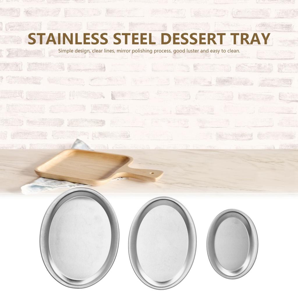 3pcs Stainless Steel Dessert Tray Mirror Polishing Process Snack Jewelry Display Tray
