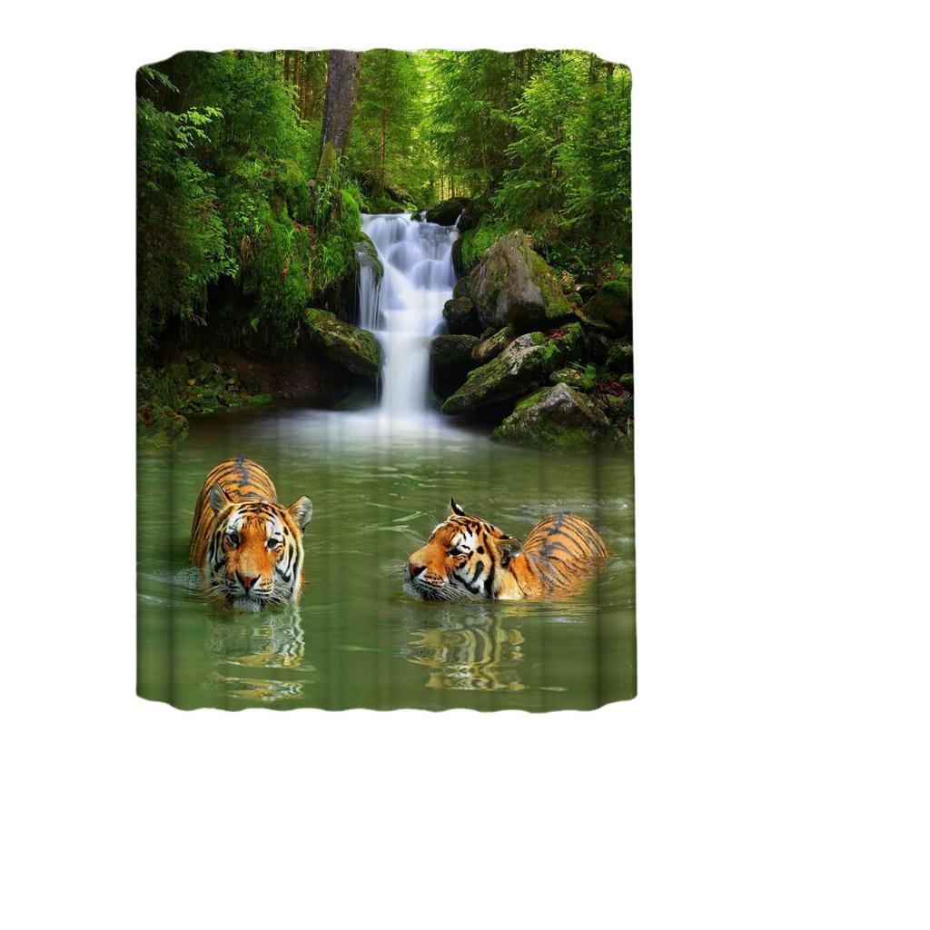 Bathroom Shower Curtain Four-Piece Digital Printing African Animal Waterproof Shower Curtain Shower Curtain Partition Curtain Bath Mat