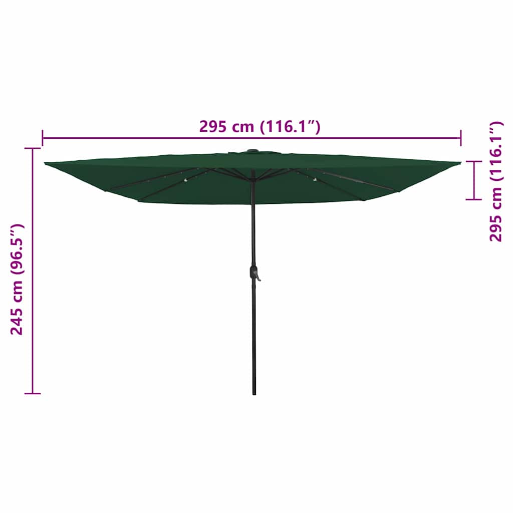 Garden Sun Umbrella Green 295 x 295 x 245 cm Polyester and Steel