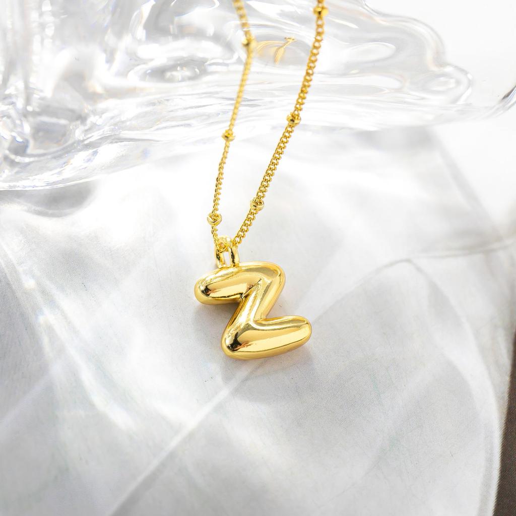 European & American Trendy 18K Gold Plated Cute Balloon Party Letter Necklace