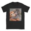 Baby Monkey Punch Monkey And His Toy Friend T Shirts for Men Pure Cotton TShirt Crew Neck Tee Shirt Short Sleeve Clothes