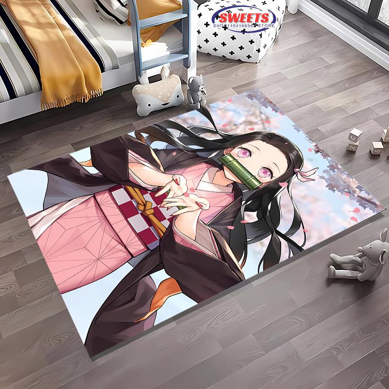 3D Printing Japan Anime Kamad0 Nezuk0 Carpet for Living Room Children's Bedroom Sofa Doormat Floor Rug Anti-slip Decor Mat Gift