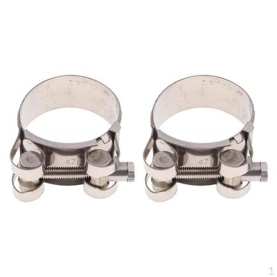 2pcs Motorcycle Exhaust Clamps Reolacement, 44-47mm/1.75 Inch, Silver