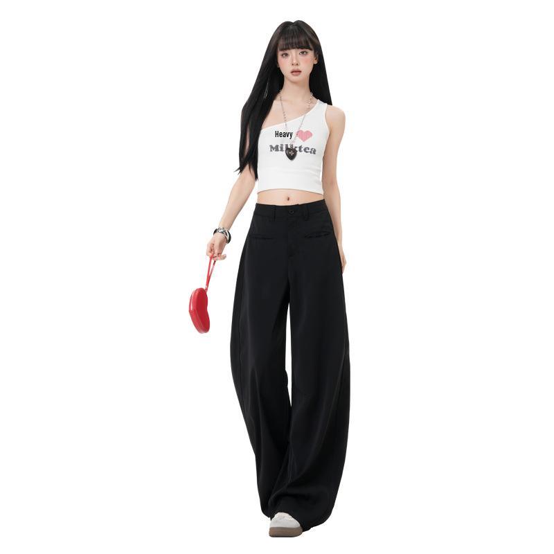 2026 Spring Women's Relaxed Wide-Leg Casual Pants: Loose, Versatile, Floor-Length Salt-Style Design