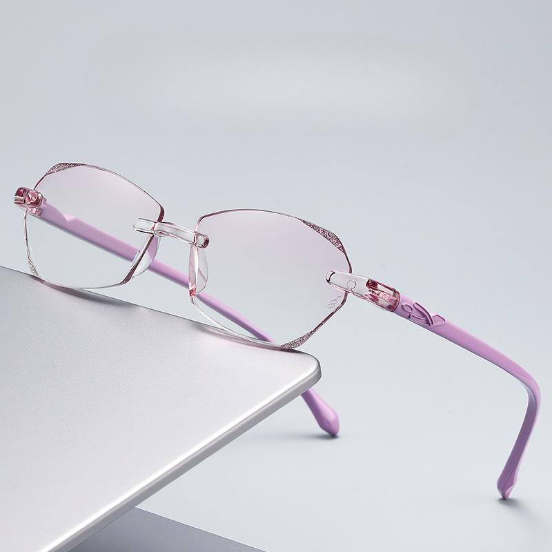 Fashion Ultra Light Women Diamond High Definition Anti Blue Light Reading Glasses Integration Design Presbyopia Eyeglasses