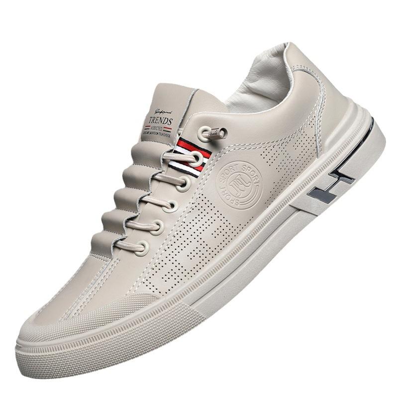 Men's Shoes 2025 New Summer Casual Little White Board Shoes Breathable and Versatile One-pedal Leather Shoes Men's Sports White Shoes Trendy Shoes