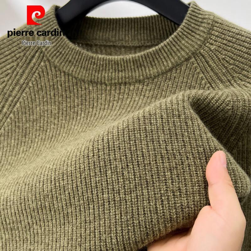 Pierre Cardin Men's 100% Wool Round Neck Chunky Knit Sweater