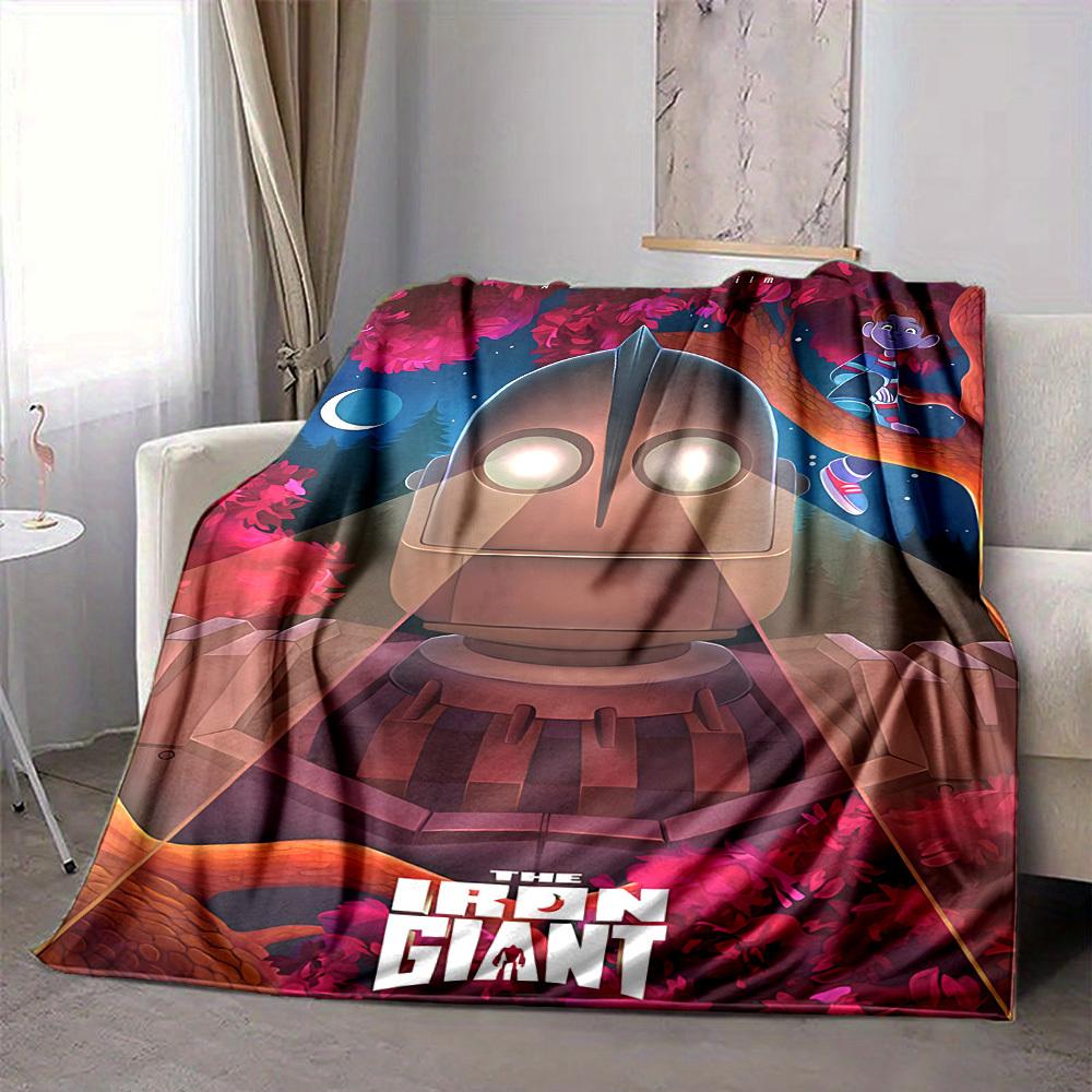 1pc Iron Giant Flannel Throw Blanket - Lightweight Soft Warm All-Season Blanket for Sofa, Bed, Travel, Camping  L1029107 80x120cm