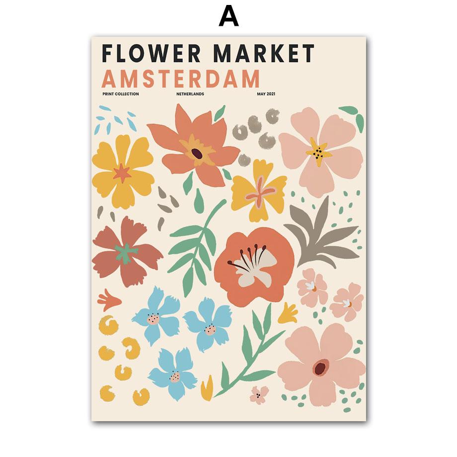 Yayoi Kusama Matisse Picasso Blumenmarkt Wandkunst Poster Drucke Abstraktes Leinwandgemälde Bilder für Modernes Zimmer Heimdekor