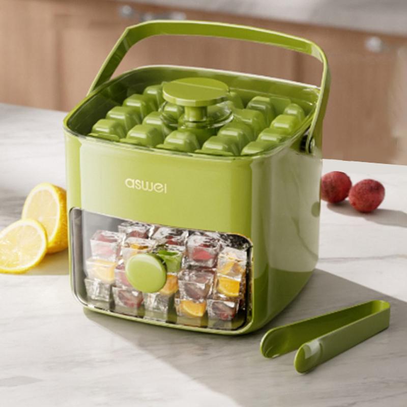 Press Ice Cube Moulds,Freezer Ice Maker,1 Tongs,2 Trays,Ice Cream Machine,Ice Bucket for Beer Quick-freeze Kitchens Accessories
