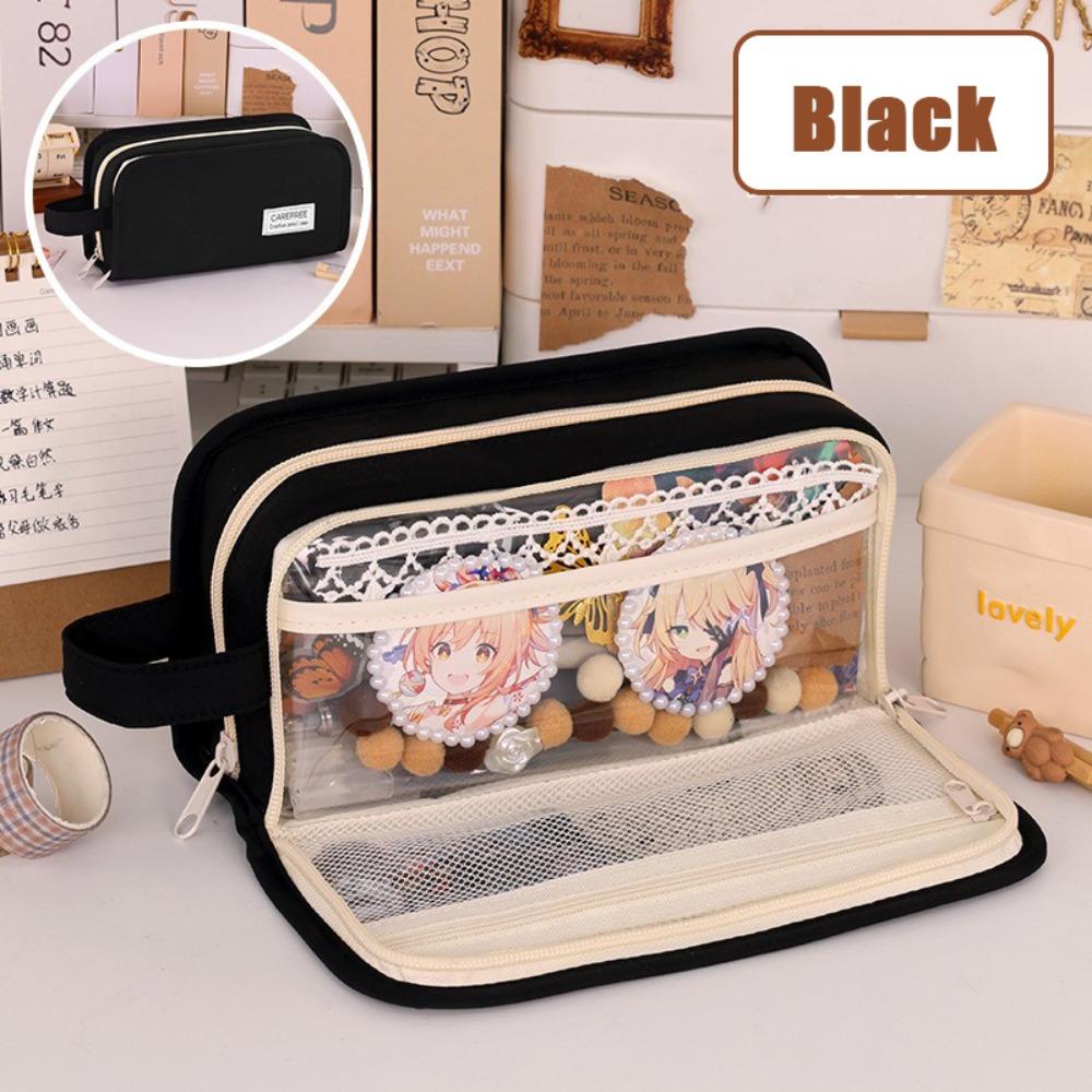 

П ятишаровий пенал Портативна сумка для канцелярських товарів Високоякісна сумка для ручок Шкільний офіс чорний