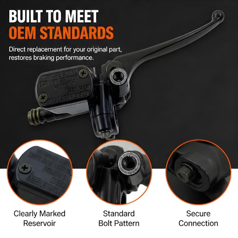 Front Brake Cylinder Lever Assembly for ZX50 AF17 AF18 AF27 AF28 AF34 AF35, Right Motorcycle Handlebar Control with Black Reservoir Housing
