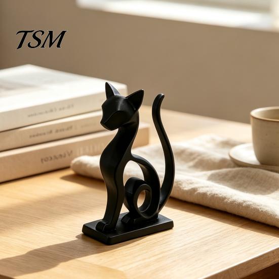 Fine Craftsmanship Collectibles Minimalist 3D Printed Cat Figurine, Decorative Animal Statue Ornament, Creative Unique Pla Figurines Small Desktop