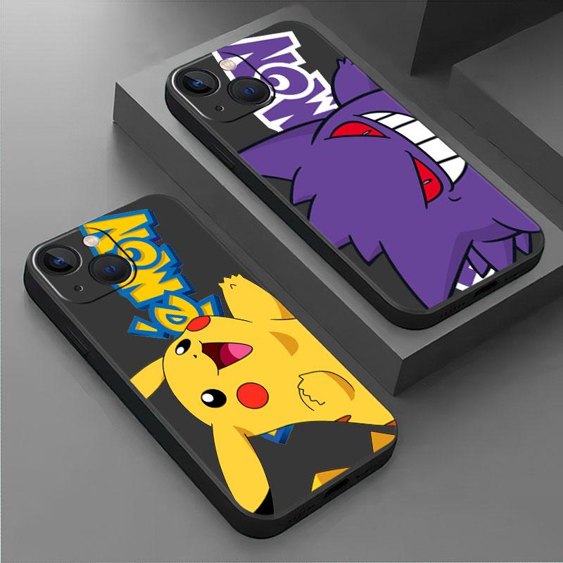 

Чехол с изображением Покемона Пикачу для Apple iPhone 14, 13, 11, 12 Pro 7 XR X XS Max 8 Plus 6 6S SE 2022 13Pro, черный мягкий чехол для телефона