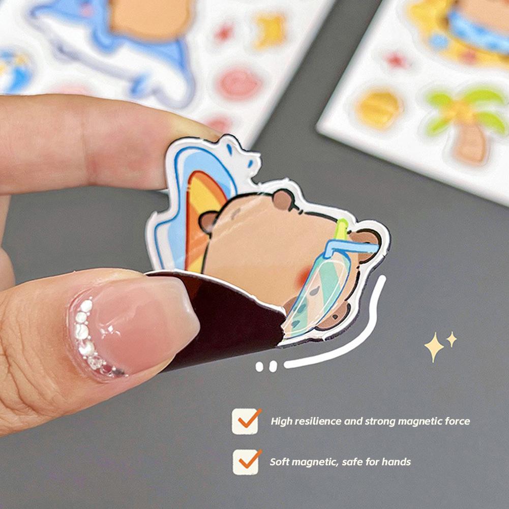 Capibara Theme DIY Sensory Quiet Book for Girls No-Cut Busy Book Fine Motor Skills Toy Reusable Sticker Squeeze Sensory Bean Bag Book for Kids