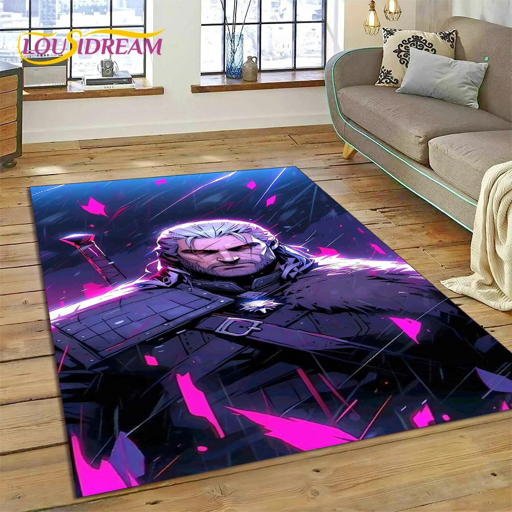 Tappeto The W-Witcher 3 Game Wild Hunt per Soggiorno Camera da Letto Decorazione Casa, Tappetino Antiscivolo Decorazione per Divano Zerbino