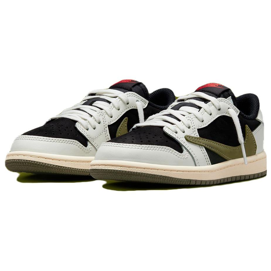 Dětské tenisky Travis Scott x Air Jordan 1 Retro Low OG SP PS Olive White Sail University-Red DZ5909-106